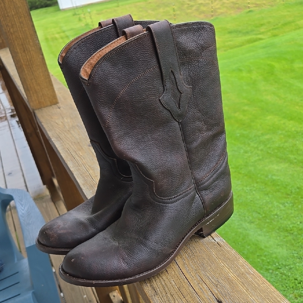 Resistol Ranch Brown Leather Men's Riding Work Farm Boots 9.5 G 9 1/2 G